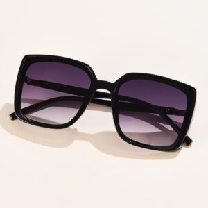 1 pièce Lunettes de soleil rétro pour femmes, avec grand cadre carré en plastique. Simple, chic, élégant, à la mode, convient pour le quotidien, les vacances, les voyages et la plage. Accessoires convenant à toutes les tenues, des tenues décontractées aux tenues d'affaires, idéal comme cadeau.