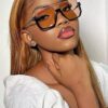 1 pièce Lunettes mode à monture carrée mi-cadre. Accessoires polyvalents, vintage pour les sorties, les vacances à la plage. basique pour les tenues d'hiver et d'automne pour femmes, affaires décontractées, cadeaux