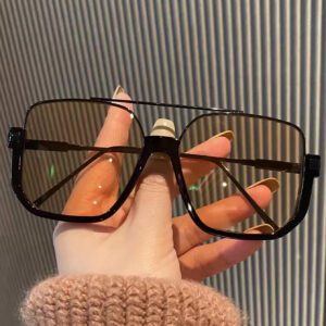 1 pièce Lunettes mode à monture carrée mi-cadre. Accessoires polyvalents, vintage pour les sorties, les vacances à la plage. basique pour les tenues d'hiver et d'automne pour femmes, affaires décontractées, cadeaux