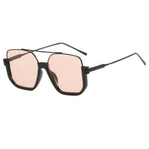 1 pièce Lunettes mode à monture carrée mi-cadre. Accessoires polyvalents, vintage pour les sorties, les vacances à la plage. basique pour les tenues d'hiver et d'automne pour femmes, affaires décontractées, cadeaux