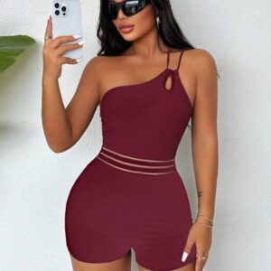 SHEIN VaVaLuxe Combinaison sans manches dos nu de couleur unie pour femme, pour un port quotidien casual