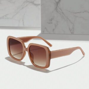 Lunettes de mode carrées roses de grande taille pour femmes, de style haut de gamme, et convenant pour les accessoires de vacances et de plage. Accessoires de plage pour femmes, lunettes de soleil, basiques pour les tenues femmes d'automne-hiver, vêtements décontractés professionnels, cadeaux