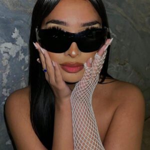 1 pièce Lunettes sans monture style Y2K pour femmes en marron, accessoires de lunettes de soleil de rue, accessoires de plage pour femmes