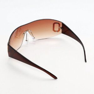 1 pièce Lunettes sans monture style Y2K pour femmes en marron, accessoires de lunettes de soleil de rue, accessoires de plage pour femmes