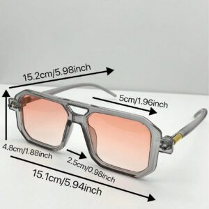 1 pièce Lunettes de mode pour femmes avec double traverse et monture carrée. Accessoires de plage pour femmes. Lunettes de soleil tendance. Indispensables automne-hiver pour tenues femmes. Cadeaux décontractés mais chic pour les affaires.