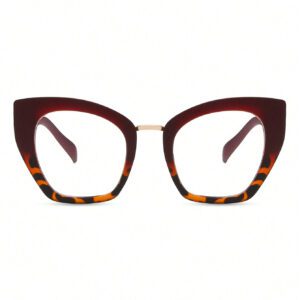 1 paire de lunettes de prescription à monture bicolore en forme d'œil de chat en PC avec rivets, convenant pour le port quotidien. Accessoires de lunettes anti-lumière bleue pour femmes