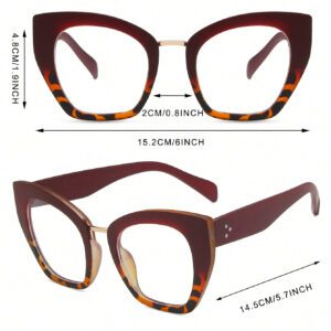 1 paire de lunettes de prescription à monture bicolore en forme d'œil de chat en PC avec rivets, convenant pour le port quotidien. Accessoires de lunettes anti-lumière bleue pour femmes