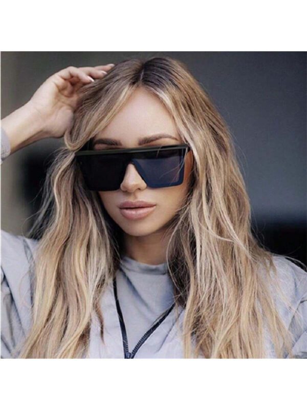 1 paire de nouvelles lunettes de soleil de mode grandes montures noires pour femmes, accessoires de plage, lunettes de soleil – Image 3