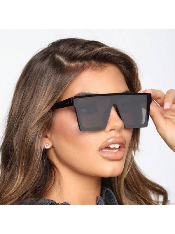 1 paire de nouvelles lunettes de soleil de mode grandes montures noires pour femmes, accessoires de plage, lunettes de soleil – Image 4