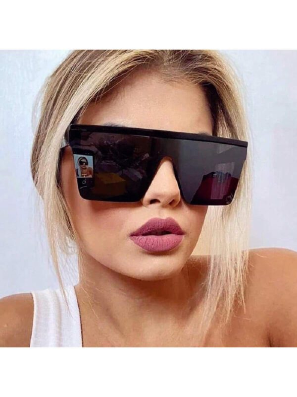 1 paire de nouvelles lunettes de soleil de mode grandes montures noires pour femmes, accessoires de plage, lunettes de soleil – Image 5