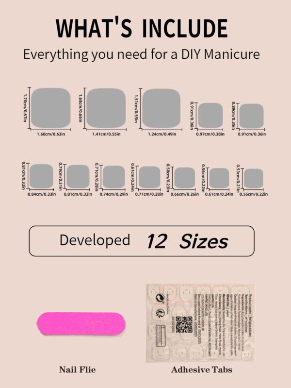 24 pièces d'ongles de pied factices carrés courts avec bouts français blancs et designs de papillons 3D. Ongles de pied factices complets brillants pour femmes et filles - comprend une lime à ongles et un adhésif de gelée – Image 7