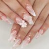 Ensemble de bijoux en camélia français en dentelle de ruban de ballet blanc à nœud papillon fait main de 24 pièces, doux et charmant, en forme d'amande . Convient pour les femmes pour une utilisation quotidienne et avec des faux ongles et des fournitures pour ongles.