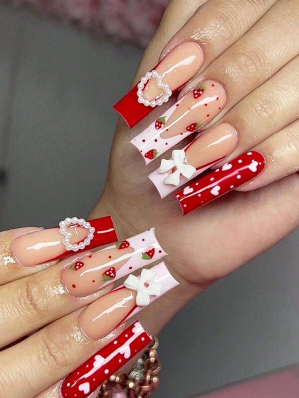 24 pièces Faux ongles de luxe extra longs de forme carrée avec design 3D de papillon doré et strass. Fournitures de faux ongles de couleur champagne chaude pour couvrir complètement les ongles des femmes et des filles pour les fêtes et la danse. Facile à appliquer et à retirer – Image 15