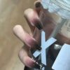 24 Pièces en poudre blanche laiteuse Long gradient ongles de ballet ongles en forme de tablette + 1 pièce de colle en gelée 24 +1 Tampon de vernis à ongles Press On Clous manicure