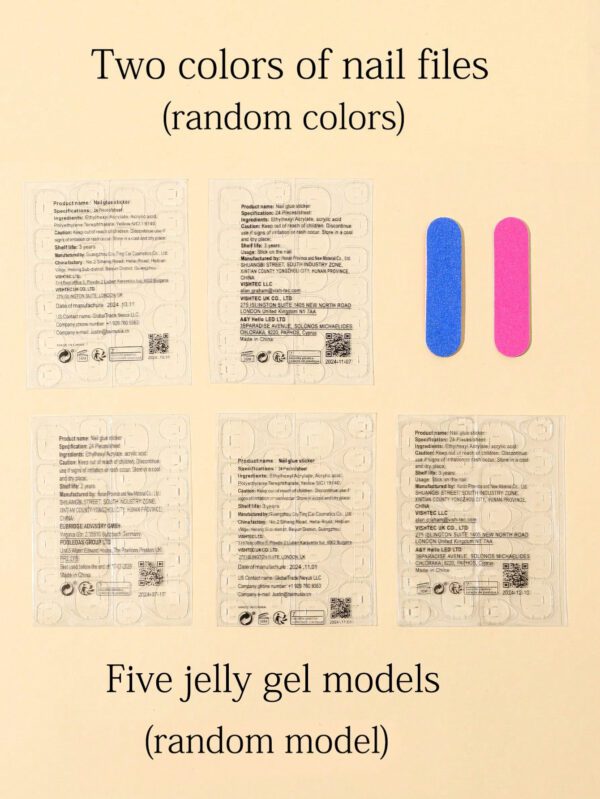 24 Pièces en poudre blanche laiteuse Long gradient ongles de ballet ongles en forme de tablette + 1 pièce de colle en gelée 24 +1 Tampon de vernis à ongles Press On Clous manicure – Image 5