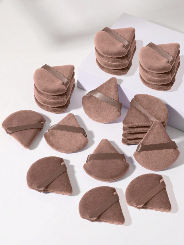24 pièces/15 pièces/8 pièces/5 pièces Éponges de maquillage triangulaires, douces et faciles à mélanger pour la poudre pour le visage, la poudre pour le corps et le mélange de fond de teint. Ensemble d'outils de maquillage de beauté – Image 2