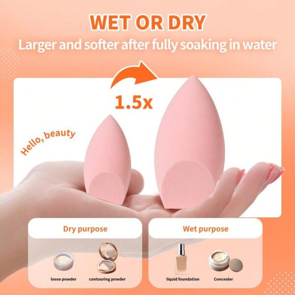 3 pièces Lot d'éponges de maquillage réutilisables sèches et humides, applicateur cosmétique doux pour poudre, liquide, fixation du maquillage, convient aux hommes et aux femmes, indispensable portable pour la vie quotidienne et les voyages – Image 22