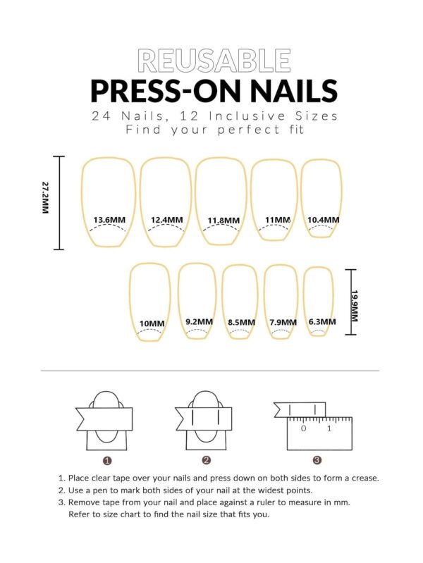 ROMWE Kawaii 24 pièces Faux ongles long cercueil à nœud papillon & 1 pièce Lime à ongles & 1 feuille Ruban – Image 4