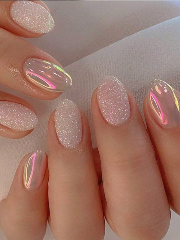 24 pièces de faux ongles carrés courts à pression 3D avec nœud pour rehausser votre apparence, ongles artificiels avec 1 colle à ongles et 1 lime à ongles – Image 4