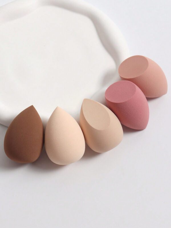 Ensemble de 5 éponges de maquillage, éponge de beauté de mélange de fond de teint pour liquide, crème et poudre, éponge de cosmétique multi-colorée, crème de maquillage de fond de teint à double usage sèche et humide sans latex, convient à tous les types de peau. – Image 2