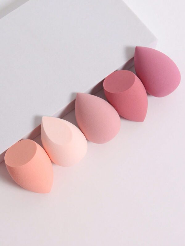 Ensemble de 5 éponges de maquillage, éponge de beauté de mélange de fond de teint pour liquide, crème et poudre, éponge de cosmétique multi-colorée, crème de maquillage de fond de teint à double usage sèche et humide sans latex, convient à tous les types de peau. – Image 3