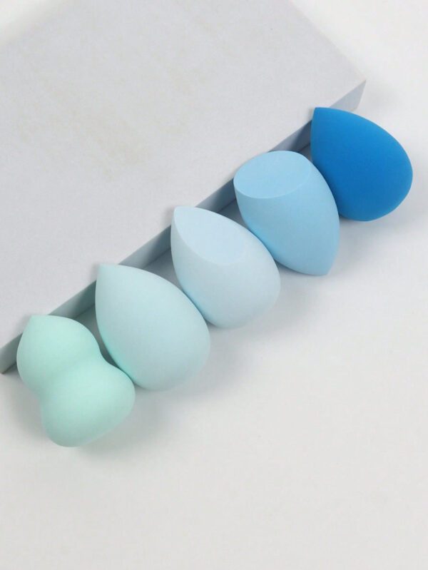 Ensemble de 5 éponges de maquillage, éponge de beauté de mélange de fond de teint pour liquide, crème et poudre, éponge de cosmétique multi-colorée, crème de maquillage de fond de teint à double usage sèche et humide sans latex, convient à tous les types de peau. – Image 4