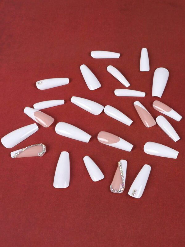 ROMWE 24 pièces Faux ongles long cercueil à strass & 1 feuille Ruban – Image 3