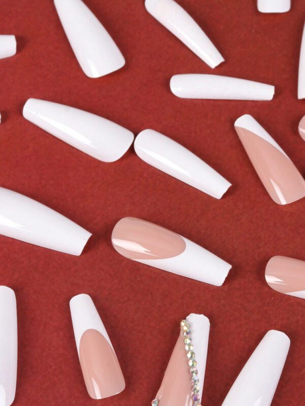 ROMWE 24 pièces Faux ongles long cercueil à strass & 1 feuille Ruban – Image 5