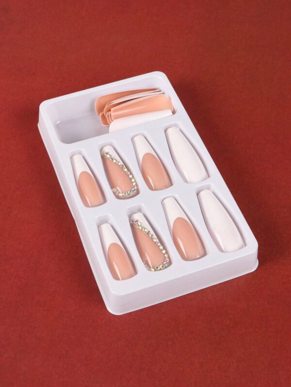 ROMWE 24 pièces Faux ongles long cercueil à strass & 1 feuille Ruban – Image 6