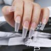 500 pièces/boîte Faux ongles en forme de ballet longs, transparents avec finition mate et couverture complète, autocollants avec auto-adhésif, fournitures d'ongles