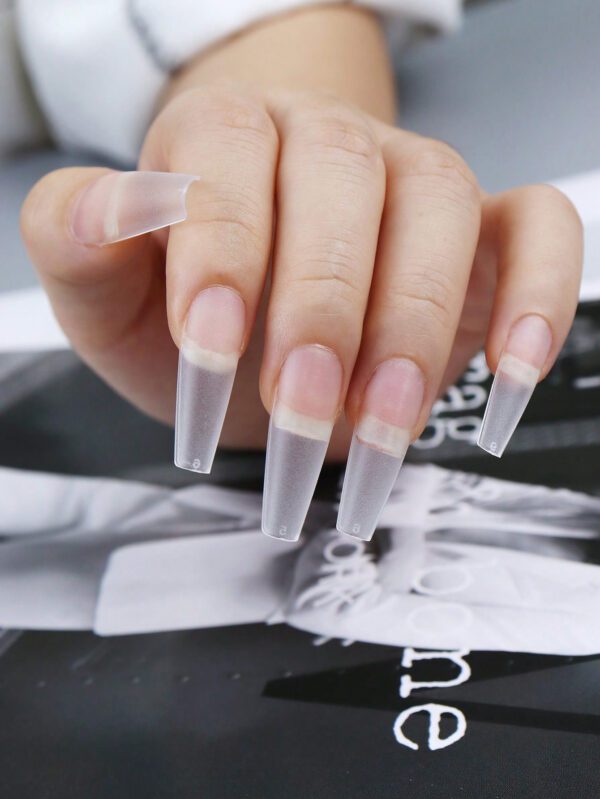 500 pièces/boîte Faux ongles en forme de ballet longs, transparents avec finition mate et couverture complète, autocollants avec auto-adhésif, fournitures d'ongles