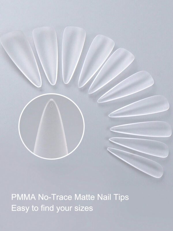 500 pièces/boîte Faux ongles en forme de ballet longs, transparents avec finition mate et couverture complète, autocollants avec auto-adhésif, fournitures d'ongles – Image 2