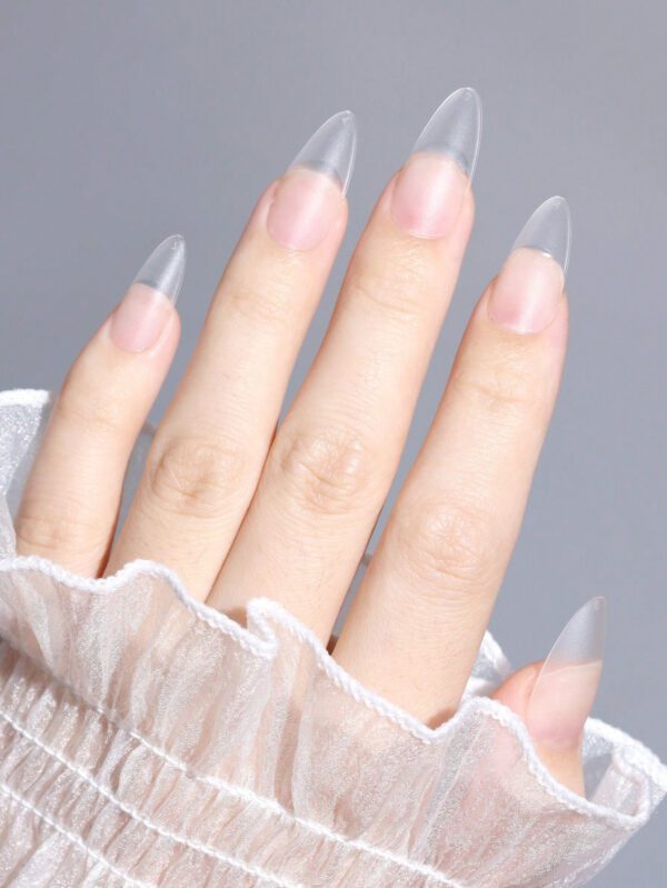 500 pièces/boîte Faux ongles en forme de ballet longs, transparents avec finition mate et couverture complète, autocollants avec auto-adhésif, fournitures d'ongles – Image 3