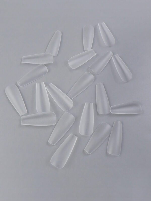 500 pièces/boîte Faux ongles en forme de ballet longs, transparents avec finition mate et couverture complète, autocollants avec auto-adhésif, fournitures d'ongles – Image 4