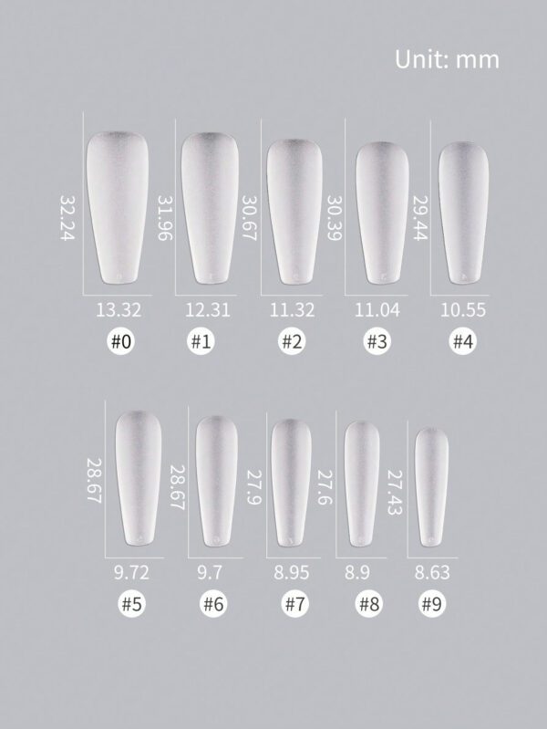 500 pièces/boîte Faux ongles en forme de ballet longs, transparents avec finition mate et couverture complète, autocollants avec auto-adhésif, fournitures d'ongles – Image 5