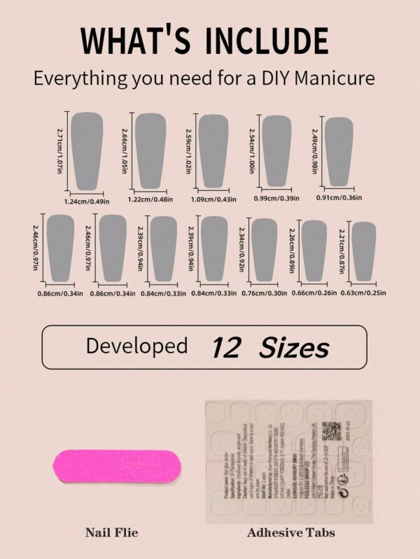 Mettez à niveau votre apparence avec 24pcs Ongles en acrylique noirs en forme d'ongle en forme de cercueil moyen avec nœud papillon et perles fausses, y compris 1 pièce de lime à ongles et 1 feuille d'autocollants d'ongles. Accessoires pour les ongles – Image 4