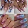 96 pièces Conseils d'ongles au style de ballet simple et dégradé avec motif de marbre + 4 pcs Gelée Gel + 4 pcs Limes à ongles Ongles pressés Fournitures d'ongles
