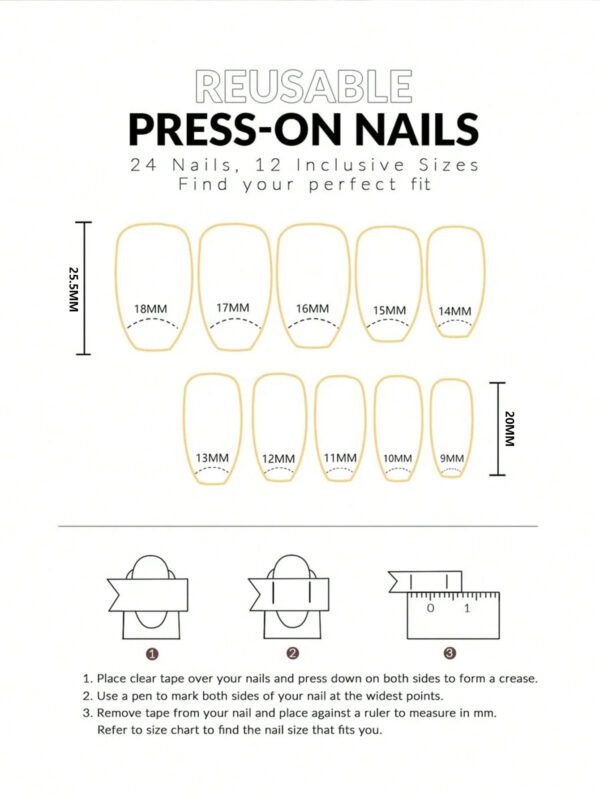 30 pièces de faux ongles courts en forme de cercueil de vampire avec poudre nacrée métallique. Set complet comprenant 1 pièce de gel de gelée et 1 pièce de bloc tampon. Convient pour les fêtes, la danse et le port quotidien – Image 5