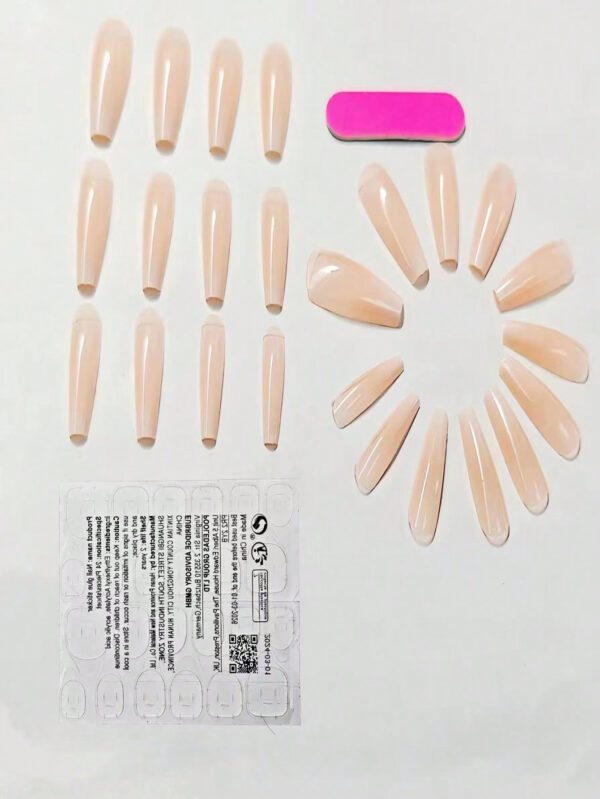 24 pièces Dégradé de couleur blanche simple Tie Dye Ballet Wear Autocollants d'art d'ongle + Gelée gel + Lime à ongles Fournitures de pression sur les ongles – Image 3