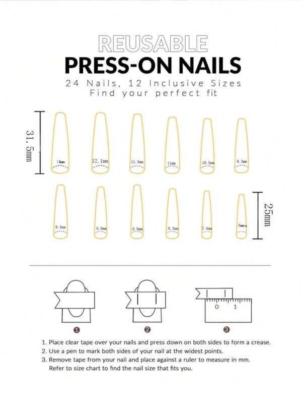 24 pièces Dégradé de couleur blanche simple Tie Dye Ballet Wear Autocollants d'art d'ongle + Gelée gel + Lime à ongles Fournitures de pression sur les ongles – Image 11