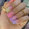Ensemble de 24 fausses ongles en forme de cercueil français de forme longue, 1 pièce de colle gelée et 1 pièce de lime à ongles de couleur aléatoire pour fêtes, danses et utilisation quotidienne, fournitures pour les ongles pressés
