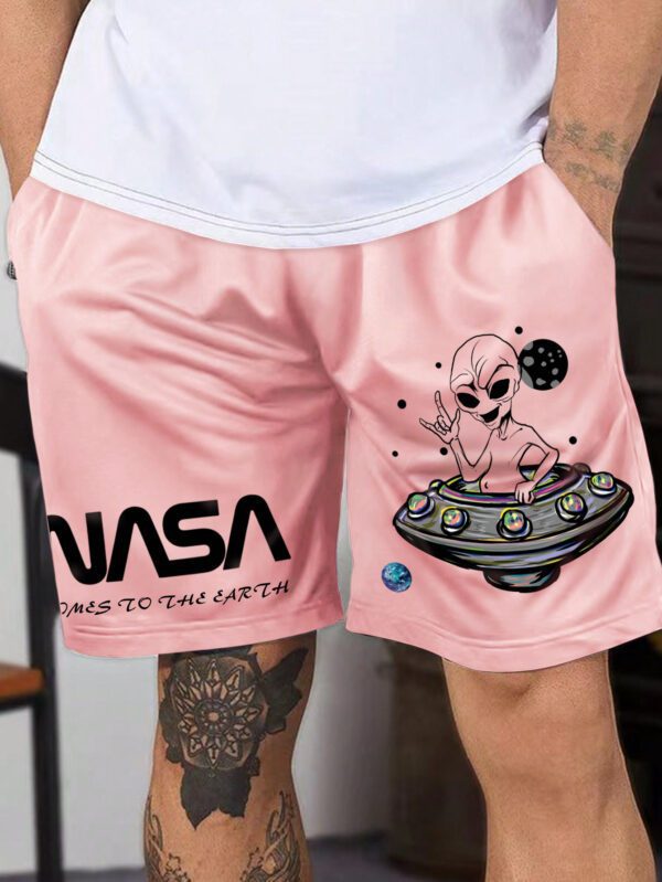 Manfinity EMRG Shorts Pour Hommes À Cordon Et Graphisme Alien Et Lettres Coupe Ample – Image 3