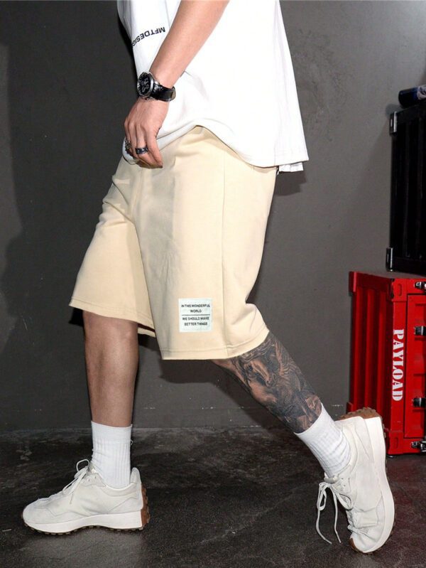 Manfinity Hypemode Shorts Pour Hommes À Taille Élastique À Cordon De Serrage Graphique De Lettre Et Coupe Lâche – Image 3