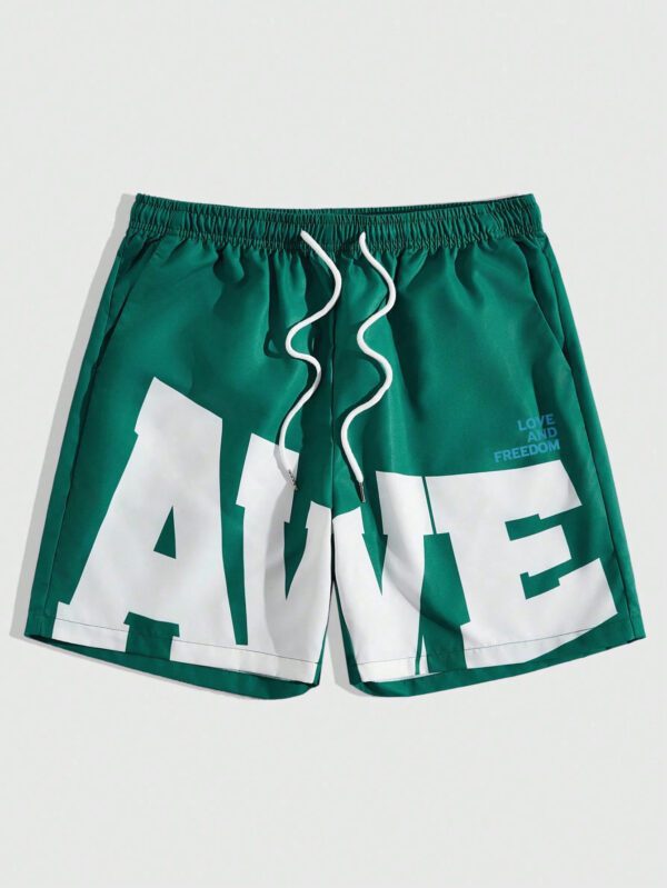 ROMWE Street Life Shorts avec slogan imprimé pour hommes, parfait pour le port quotidien au printemps et en été, école – Image 6