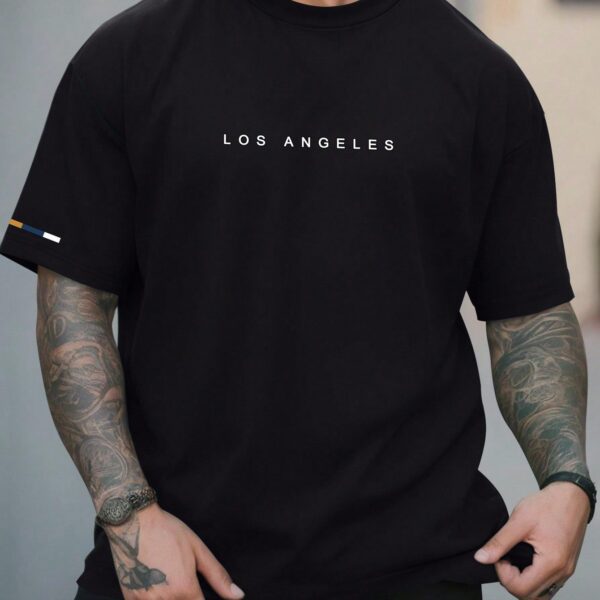 Manfinity Homme T-shirt Décontracté À Manches Courtes Pour Hommes Avec Texte Imprimé, Col Rond