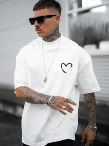 Homme T-shirt à imprimé cœur