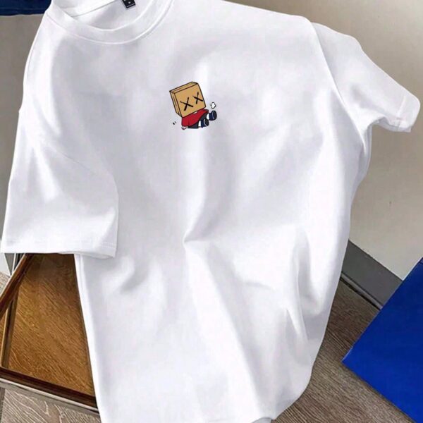 Manfinity Hypemode T-shirt décontracté à col rond, manches courtes avec imprimé de dessin animé mignon pour homme en été. Cadeau pour le petit ami, pour sortir