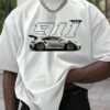 T-shirt à manches courtes imprimé de lettres de personnalité casual de course pour hommes, à associer à un pantalon casual. Convient pour les voyages, les vacances, le camping en plein air, les sports, la course internationale.