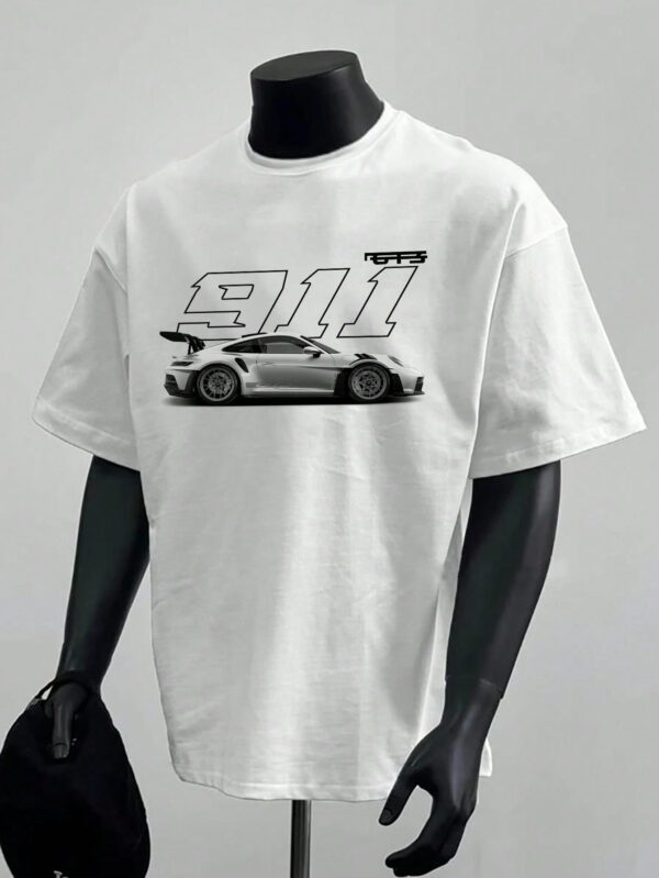 T-shirt à manches courtes imprimé de lettres de personnalité casual de course pour hommes, à associer à un pantalon casual. Convient pour les voyages, les vacances, le camping en plein air, les sports, la course internationale. – Image 8