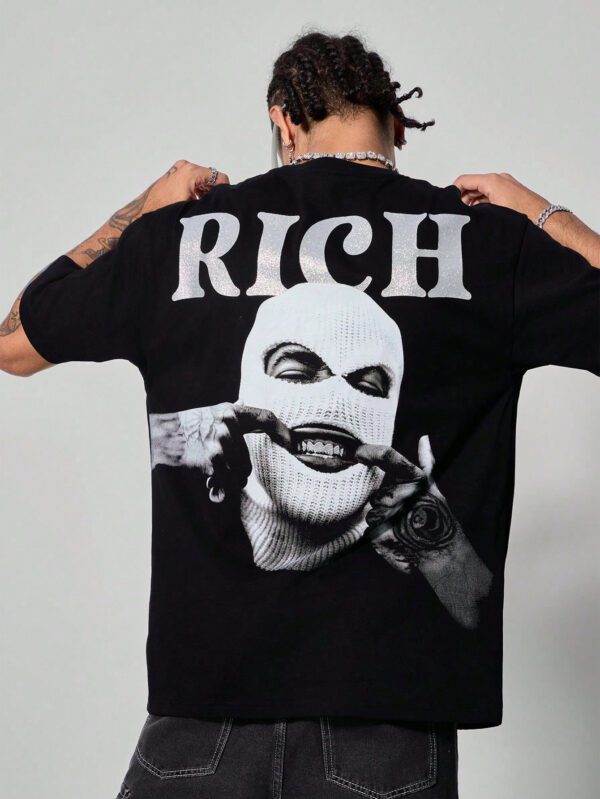 Manfinity Streetrush T-shirt casual d'été pour homme à manches courtes avec impression graphique de lettres et de personnages. Chemises amusantes, streetwear, cadeau pour le petit ami
